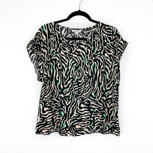 Nine West roll cuff short sleeve blouse